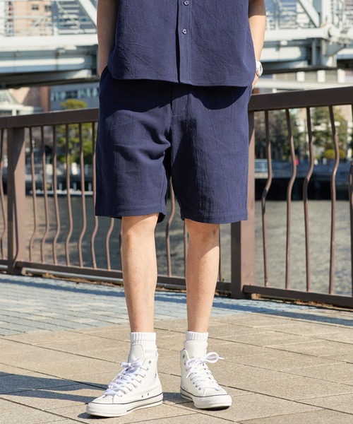 CONVERSE（コンバース）の「CONVERSE JACK PURCELL/コンバース ジャックパーセル ヒゲロゴ ピスネーム パナマ織り イージー ショートパンツ【セットアップ対応】（その他パンツ・メンズ・ネイビー/ブラック/カーキ・M/L）」の9枚目の写真
