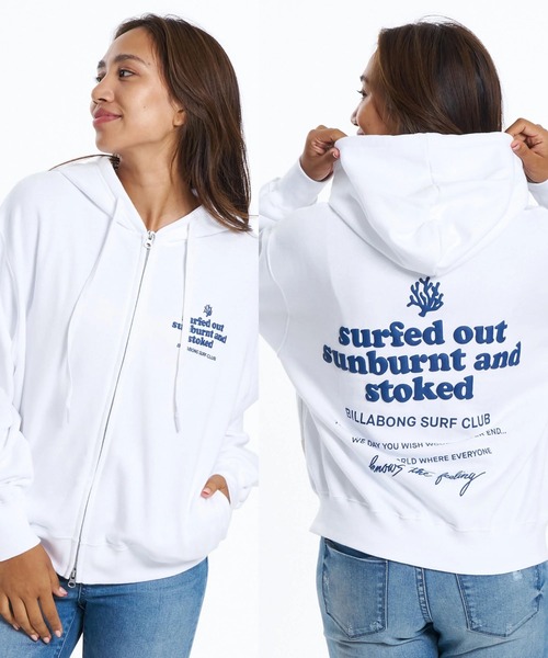 BILLABONG(ビラボン)の「BILLABONG ウィメンズ BIG LOOSE SWEAT ZIP パーカー 【2026年春夏モデル】/ビラボンジップアップスウェットパーカー(パーカー・レディース・グレー/ホワイト/ブラック・MEDIUM)」の2枚目の写真