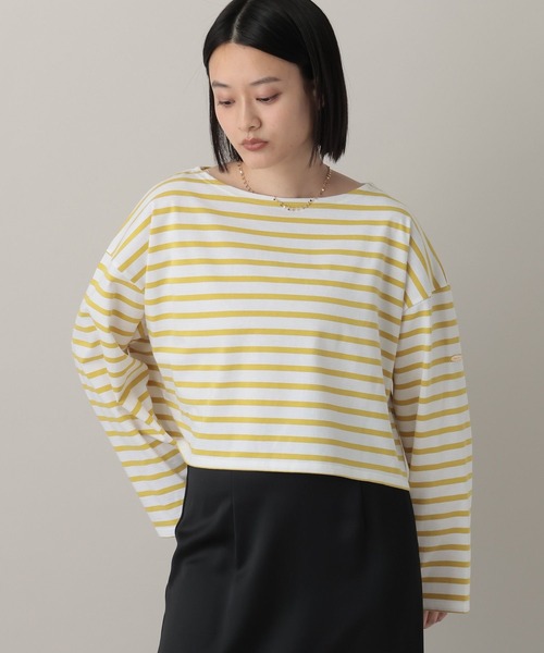 A part by（アパートバイ）の「クロップドボーダー_長袖（Tシャツ/カットソー・レディース・イエロー/ブルー・FREE）」の6枚目の写真