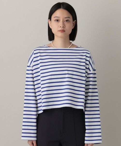 A part by（アパートバイ）の「クロップドボーダー_長袖（Tシャツ/カットソー・レディース・イエロー/ブルー・FREE）」の13枚目の写真