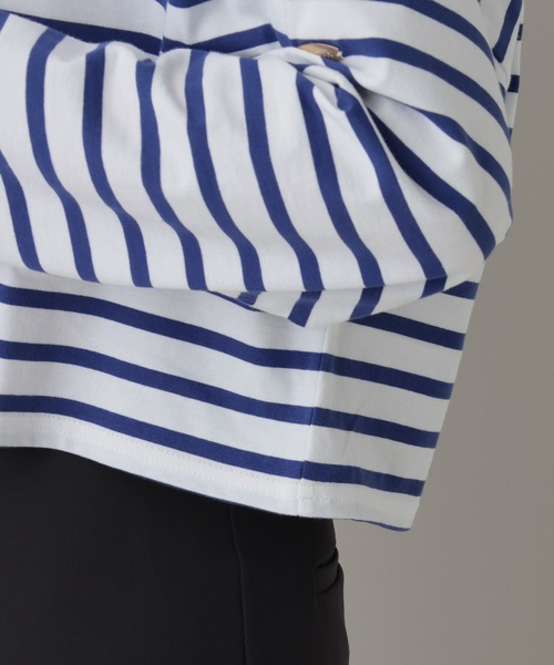 A part by（アパートバイ）の「クロップドボーダー_長袖（Tシャツ/カットソー・レディース・イエロー/ブルー・FREE）」の19枚目の写真