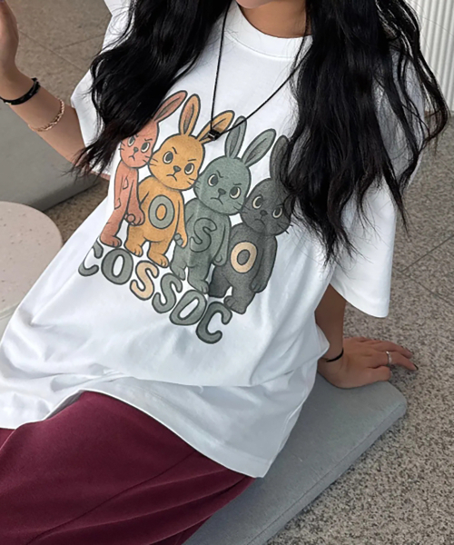 COSO(コソ)の「コソラビットTシャツ (ホワイト)(Tシャツ/カットソー・レディース・ホワイト・S/M/L)」の1枚目の写真