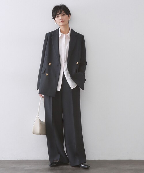 OPAQUE.CLIP（オペークドットクリップ）の「金ボタンデザインワイドパンツ/セットアップ対応【洗濯機OK】《S～LL》（その他パンツ・レディース・ネイビー/ライトベージュ・40/38/36/42）」の12枚目の写真