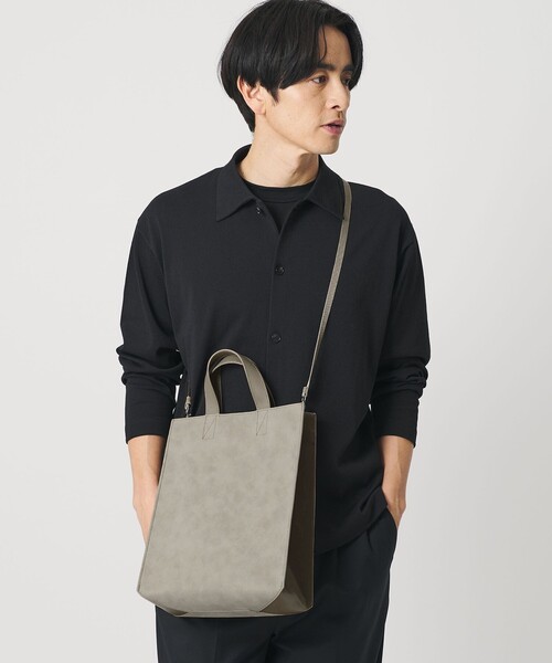 BEAUTY&YOUTH UNITED ARROWS（ビューティーアンドユースユナイテッドアローズ）の「マット ミニ トート バッグ A4（トートバッグ・メンズ・ダークグレー/ベージュ・FREE）」の5枚目の写真