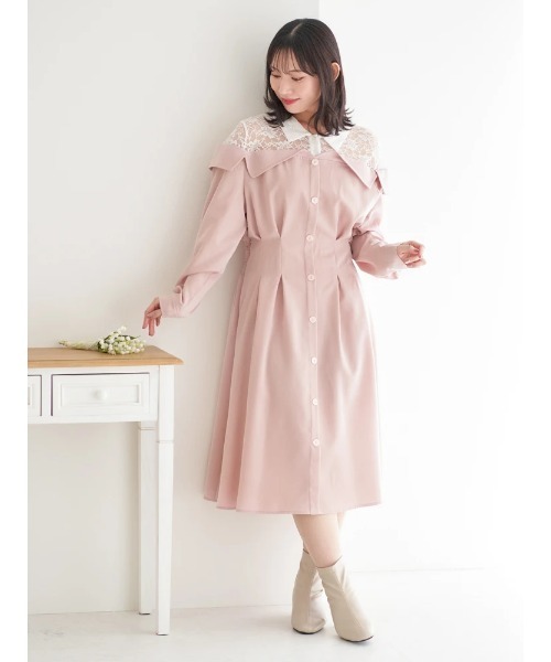 Re-J&SUPURE(リジェイアンドスプル)の「【大きいサイズ】レースオフショルドッキングワンピース(ワンピース・レディース・ダークグレー/ピンク/ブルー・XX-LARGE/XXXX-LARGE/XXX-LARGE)」の3枚目の写真