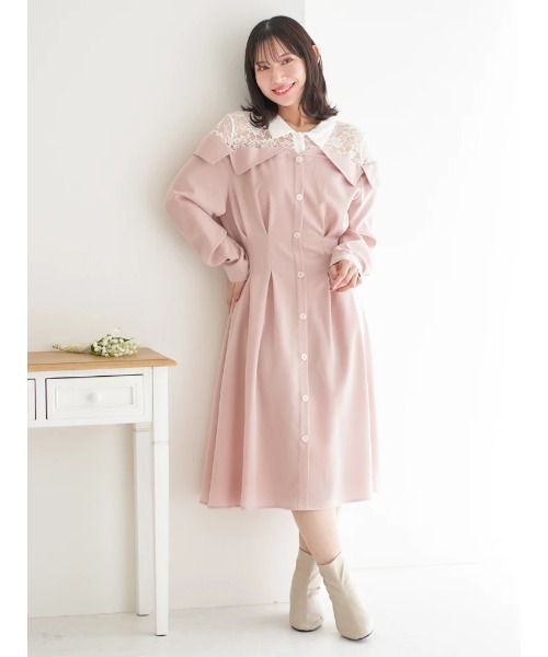 Re-J&SUPURE(リジェイアンドスプル)の「【大きいサイズ】レースオフショルドッキングワンピース(ワンピース・レディース・ダークグレー/ピンク/ブルー・XX-LARGE/XXXX-LARGE/XXX-LARGE)」の5枚目の写真