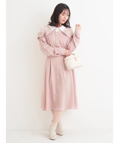 Re-J&SUPURE(リジェイアンドスプル)の「【大きいサイズ】レースオフショルドッキングワンピース(ワンピース・レディース・ダークグレー/ピンク/ブルー・XX-LARGE/XXXX-LARGE/XXX-LARGE)」の6枚目の写真