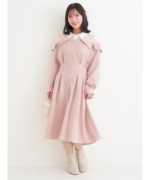 Re-J&SUPURE(リジェイアンドスプル)の「【大きいサイズ】レースオフショルドッキングワンピース(ワンピース・レディース・ダークグレー/ピンク/ブルー・XX-LARGE/XXXX-LARGE/XXX-LARGE)」の7枚目の写真