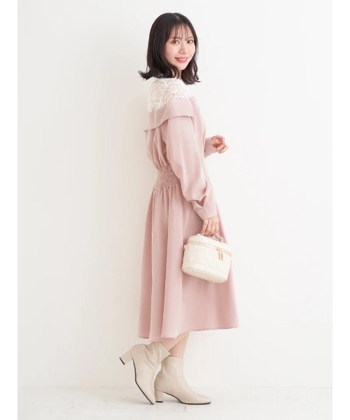 Re-J&SUPURE(リジェイアンドスプル)の「【大きいサイズ】レースオフショルドッキングワンピース(ワンピース・レディース・ダークグレー/ピンク/ブルー・XX-LARGE/XXXX-LARGE/XXX-LARGE)」の9枚目の写真