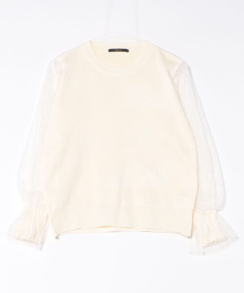 Ritzy(リッツィー)の「パフスリーブ シアーレース切り替えクルーネックセーター(ニット/セーター・レディース・ブラック/グレー/オフホワイト/ベージュ・FREE)」の10枚目の写真