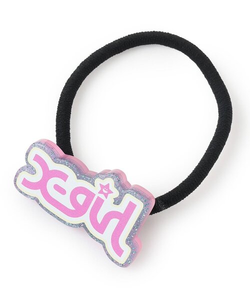 X-girl Stages（エックスガールステージス）の「ミルズロゴ ヘアゴム（ヘアゴム・キッズ・オフホワイト/ピンク・F）」の2枚目の写真