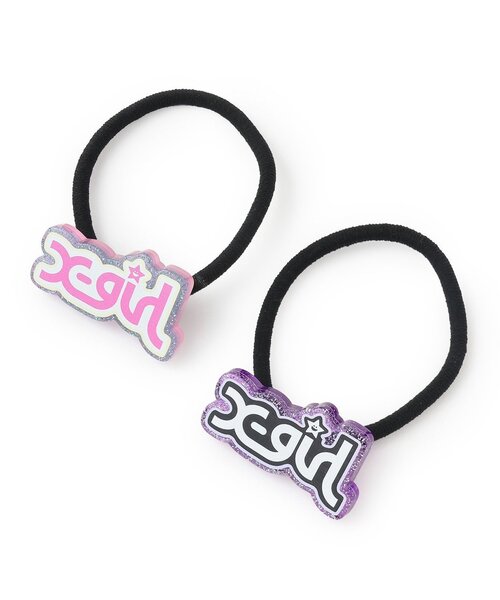 X-girl Stages（エックスガールステージス）の「ミルズロゴ ヘアゴム（ヘアゴム・キッズ・オフホワイト/ピンク・F）」の5枚目の写真