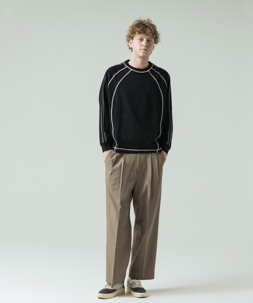 SLICK（スリック）の「【SLICK/スリック】Long Slub Curve Seam Pullover/スラブ天竺配色ステッチクルーネックプルオーバー（Tシャツ/カットソー・メンズ・ブラック/ブラウン・1/2/3）」の11枚目の写真
