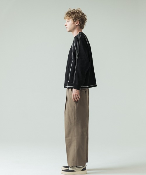 SLICK（スリック）の「【SLICK/スリック】Long Slub Curve Seam Pullover/スラブ天竺配色ステッチクルーネックプルオーバー（Tシャツ/カットソー・メンズ・ブラック/ブラウン・1/2/3）」の15枚目の写真