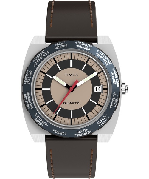 TIMEX(タイメックス)の「TIMEX/タイメックス Q Timex 1972 World Time 腕時計 TX-TW2Y31300 メンズ(アナログ腕時計・メンズ・ブラウン・FREE)」の1枚目の写真