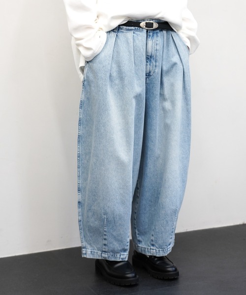 HARVESTY(ハーベスティ)の「HARVESTY / ハーベスティ BIG DENIM CIRCUS PANTS USED BLUE ビッグデニム サーカスパンツ ライトブルー(デニムパンツ・レディース・ライトブルー・0/1/2)」の3枚目の写真