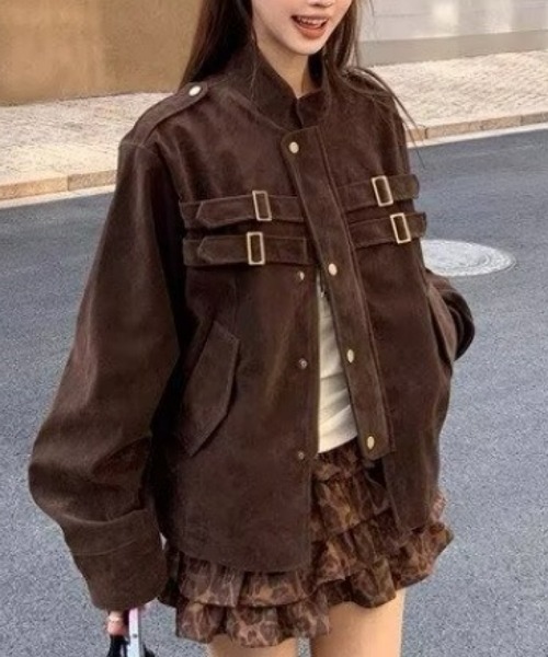 おしゃれスタ(オシャレスタ)の「ベルトデザイン コーデュロイジャケット(その他アウター・レディース・ブラウン/ブラック・M/L/XL/XXL)」の13枚目の写真
