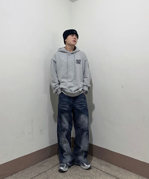OTHERFITS（アザーフィッツ）の「[起毛/NO起毛] ストリートロゴフードパーカー (グレー)（パーカー・レディース・その他・S-M/X-LARGE/LARGE/M-L/L-XL/XL-XXL/SMALL/MEDIUM）」の12枚目の写真