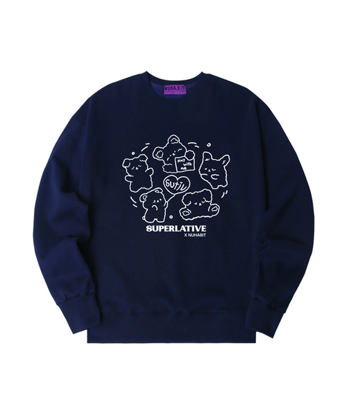 NUHABIT(ニューハビット)の「N/H SPIN PUPPY オーバーサイズ 裏起毛 スウェット (SOM4-4NH066)(スウェット・メンズ・ホワイト/ライトグレー/グレー/ブラック/ネイビー/アイボリー・MEDIUM/LARGE/X-LARGE)」の6枚目の写真