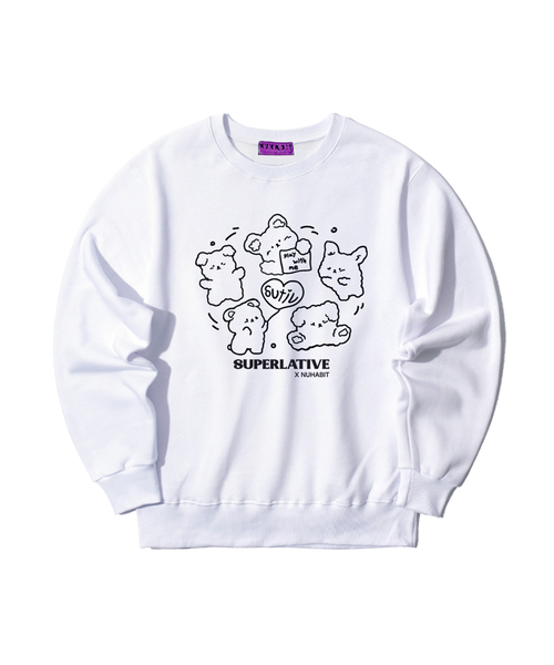 NUHABIT(ニューハビット)の「N/H SPIN PUPPY オーバーサイズ 裏起毛 スウェット (SOM4-4NH066)(スウェット・メンズ・ホワイト/ライトグレー/グレー/ブラック/ネイビー/アイボリー・MEDIUM/LARGE/X-LARGE)」の2枚目の写真