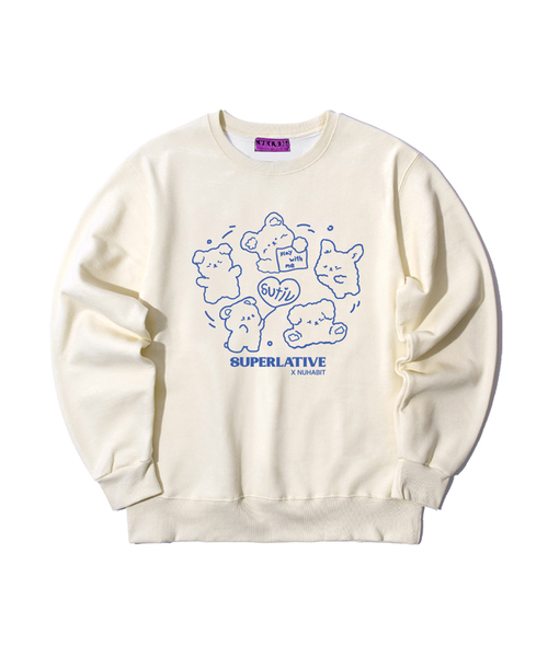 NUHABIT(ニューハビット)の「N/H SPIN PUPPY オーバーサイズ 裏起毛 スウェット (SOM4-4NH066)(スウェット・メンズ・ホワイト/ライトグレー/グレー/ブラック/ネイビー/アイボリー・MEDIUM/LARGE/X-LARGE)」の3枚目の写真