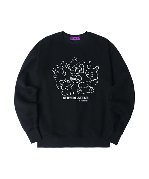 NUHABIT(ニューハビット)の「N/H SPIN PUPPY オーバーサイズ 裏起毛 スウェット (SOM4-4NH066)(スウェット・メンズ・ホワイト/ライトグレー/グレー/ブラック/ネイビー/アイボリー・MEDIUM/LARGE/X-LARGE)」の1枚目の写真