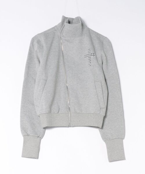 Never mind the XU / Chikashitsu+(ネバーマインド ザ エックスユー / チカシツプラス)の「【nmtc+】cross design diagonal zip up sweat / 【エヌエムティーシープラス】クロスデザインダイアゴナルジップアップスウェット<着用動画あり>(スウェット・レディース・グレー/ブラック・ONE SIZE)」の19枚目の写真