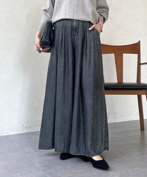 un dix cors（アンディコール）の「タックワイドフレアパンツ（その他パンツ・レディース・インディゴブルー/サックスブルー/ブラック/グレー・FREE）」の15枚目の写真