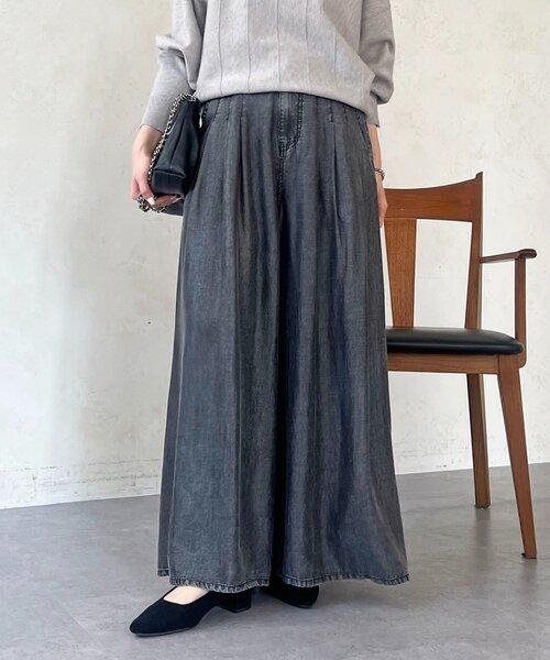 un dix cors（アンディコール）の「タックワイドフレアパンツ（その他パンツ・レディース・インディゴブルー/サックスブルー/ブラック/グレー・FREE）」の16枚目の写真