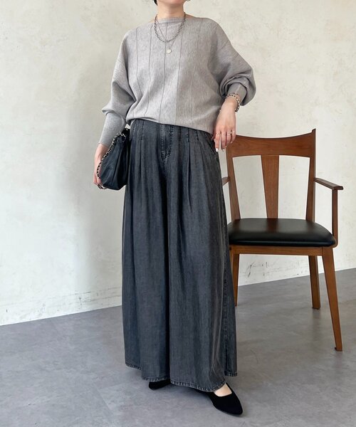 un dix cors（アンディコール）の「タックワイドフレアパンツ（その他パンツ・レディース・インディゴブルー/サックスブルー/ブラック/グレー・FREE）」の17枚目の写真