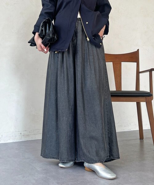 un dix cors（アンディコール）の「タックワイドフレアパンツ（その他パンツ・レディース・インディゴブルー/サックスブルー/ブラック/グレー・FREE）」の18枚目の写真