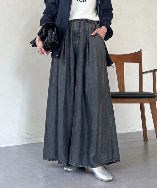 un dix cors（アンディコール）の「タックワイドフレアパンツ（その他パンツ・レディース・インディゴブルー/サックスブルー/ブラック/グレー・FREE）」の19枚目の写真