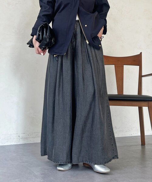 un dix cors（アンディコール）の「タックワイドフレアパンツ（その他パンツ・レディース・インディゴブルー/サックスブルー/ブラック/グレー・FREE）」の20枚目の写真