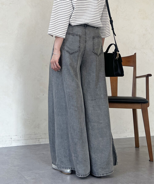 un dix cors（アンディコール）の「タックワイドフレアパンツ（その他パンツ・レディース・インディゴブルー/サックスブルー/ブラック/グレー・FREE）」の22枚目の写真