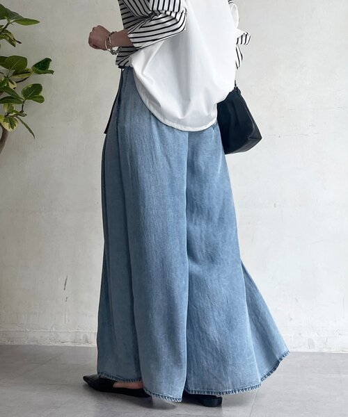 un dix cors（アンディコール）の「タックワイドフレアパンツ（その他パンツ・レディース・インディゴブルー/サックスブルー/ブラック・FREE）」の7枚目の写真