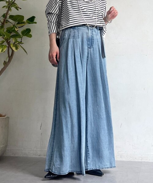 un dix cors（アンディコール）の「タックワイドフレアパンツ（その他パンツ・レディース・インディゴブルー/サックスブルー/ブラック・FREE）」の9枚目の写真