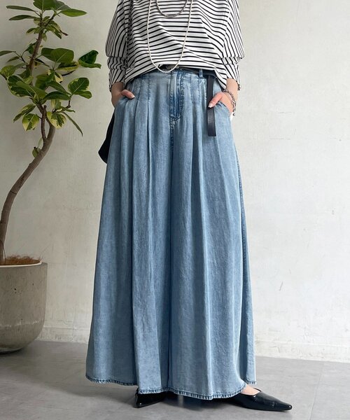 un dix cors（アンディコール）の「タックワイドフレアパンツ（その他パンツ・レディース・インディゴブルー/サックスブルー/ブラック・FREE）」の10枚目の写真