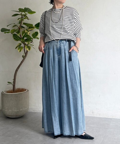 un dix cors（アンディコール）の「タックワイドフレアパンツ（その他パンツ・レディース・インディゴブルー/サックスブルー/ブラック・FREE）」の12枚目の写真