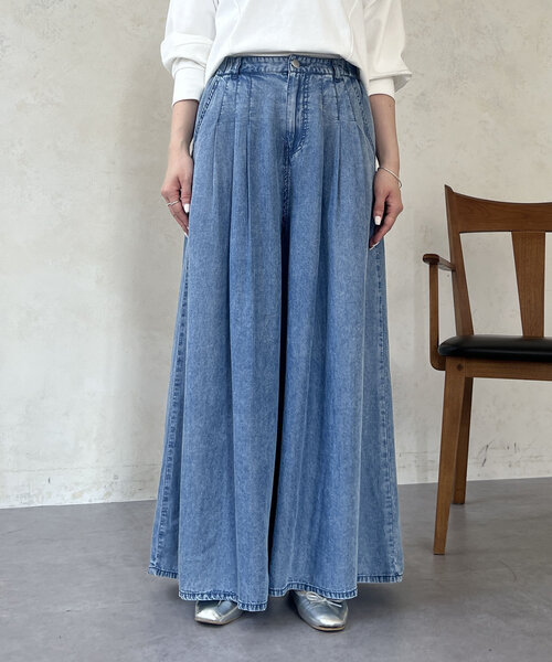 un dix cors（アンディコール）の「タックワイドフレアパンツ（その他パンツ・レディース・インディゴブルー/サックスブルー/ブラック・FREE）」の14枚目の写真