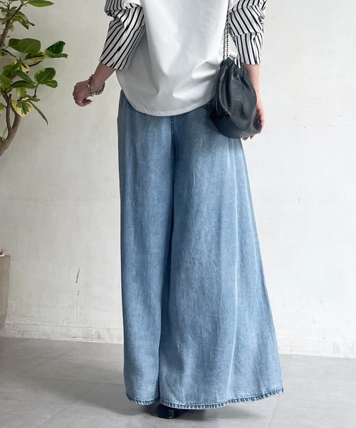 un dix cors（アンディコール）の「タックワイドフレアパンツ（その他パンツ・レディース・インディゴブルー/サックスブルー/ブラック/グレー・FREE）」の11枚目の写真