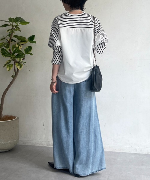 un dix cors（アンディコール）の「タックワイドフレアパンツ（その他パンツ・レディース・インディゴブルー/サックスブルー/ブラック/グレー・FREE）」の13枚目の写真