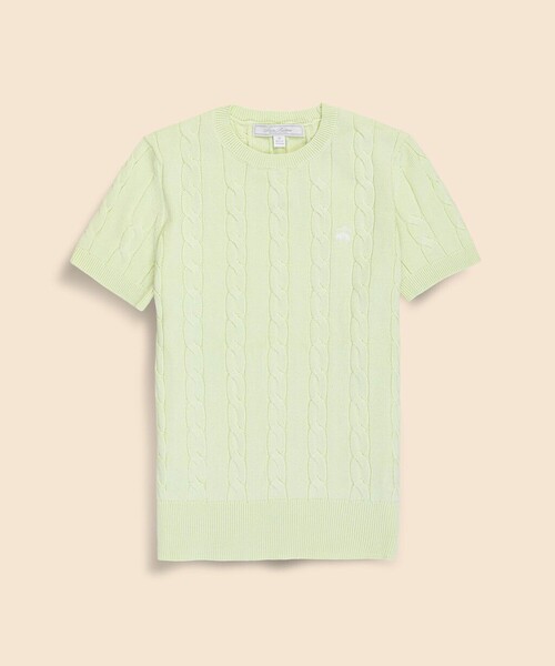 BROOKS BROTHERS(ブルックスブラザーズ)の「スーピマコットン GFロゴ ケーブル ショートスリーブセーター(ニット/セーター・レディース・イエロー/ライトピンク/ライトブルー/ライム・MEDIUM/SMALL/X-SMALL/LARGE)」の2枚目の写真