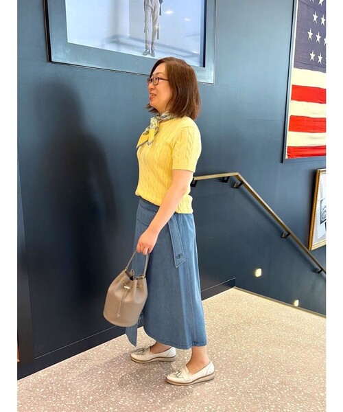 BROOKS BROTHERS(ブルックスブラザーズ)の「スーピマコットン GFロゴ ケーブル ショートスリーブセーター(ニット/セーター・レディース・イエロー/ライトピンク/ライトブルー/ライム・MEDIUM/SMALL/X-SMALL/LARGE)」の9枚目の写真