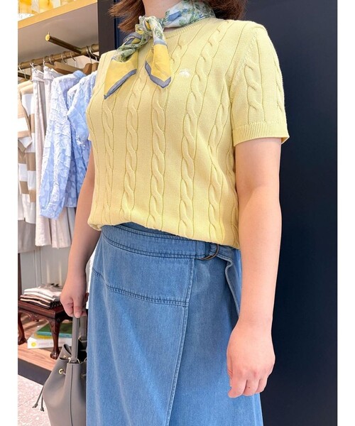 BROOKS BROTHERS(ブルックスブラザーズ)の「スーピマコットン GFロゴ ケーブル ショートスリーブセーター(ニット/セーター・レディース・イエロー/ライトピンク/ライトブルー/ライム・MEDIUM/SMALL/X-SMALL/LARGE)」の10枚目の写真
