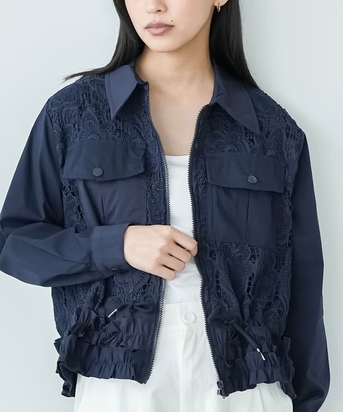 mili an deni(ミリアンデニ)の「裾フリルレースブルゾン(ブルゾン・レディース・ネイビー/カーキ・M)」の17枚目の写真