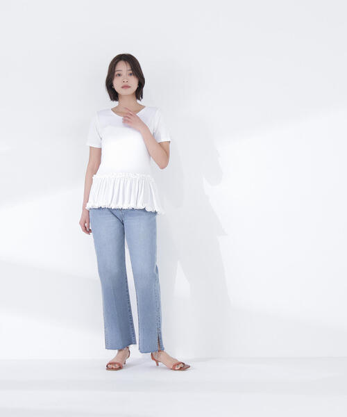 NATURAL BEAUTY BASIC（ナチュラルビューティーベーシック）の「◇ヘムフリルカットソー（Tシャツ/カットソー・レディース・ブラック/オフホワイト/チャコールグレー・FREE）」の13枚目の写真