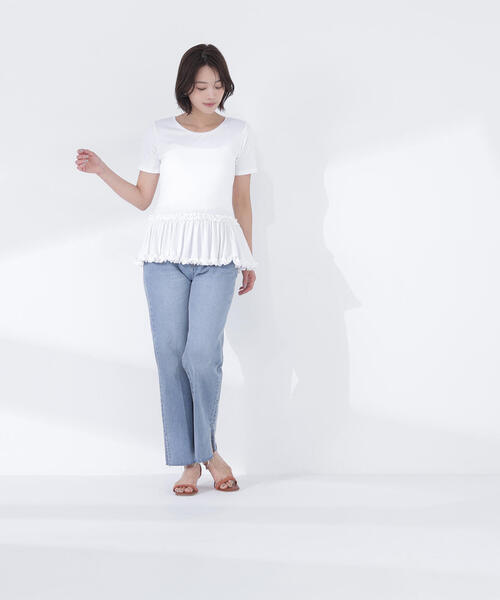 NATURAL BEAUTY BASIC（ナチュラルビューティーベーシック）の「◇ヘムフリルカットソー（Tシャツ/カットソー・レディース・ブラック/オフホワイト/チャコールグレー・FREE）」の18枚目の写真