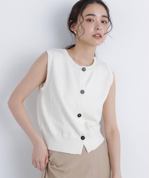 N.(N. Natural Beauty Basic)(エヌエヌナチュラルビューティーベーシック)の「コンパクトニットベスト(ベスト・レディース・オフホワイト/ブルー/ネイビー・フリ-)」の2枚目の写真