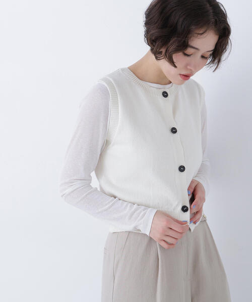 N.（N. Natural Beauty Basic）（エヌエヌナチュラルビューティーベーシック）の「コンパクトニットベスト（ベスト・レディース・オフホワイト/ブルー/ネイビー・ﾌﾘ-）」の5枚目の写真