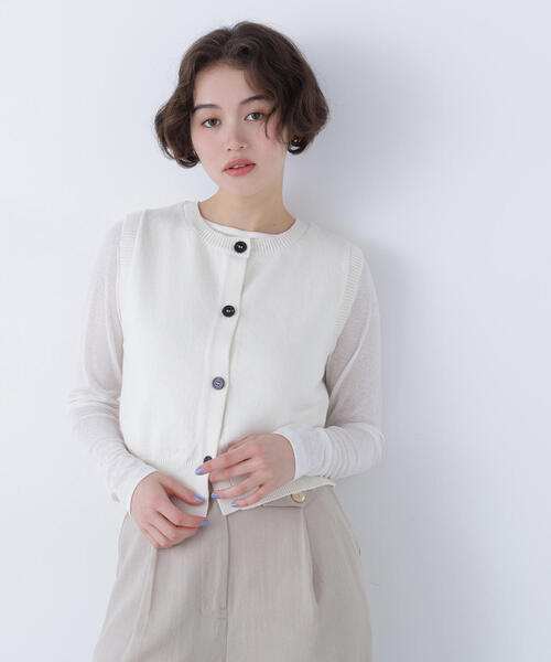 N.（N. Natural Beauty Basic）（エヌエヌナチュラルビューティーベーシック）の「コンパクトニットベスト（ベスト・レディース・オフホワイト/ブルー/ネイビー・ﾌﾘ-）」の8枚目の写真